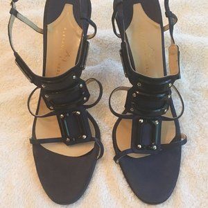Alexandra Neel Stanley Satin Navy Shoes, Size 39
